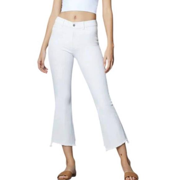 DL1961 Jeans Womens 28 White Bridget Bootcut High Rise Instasculpt Crop Ripped - Picture 1 of 11